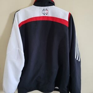 Adidas Black and White Windbreaker with Red Accents